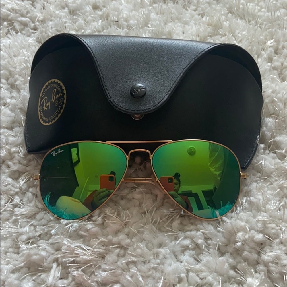 Rayban green reflective aviators